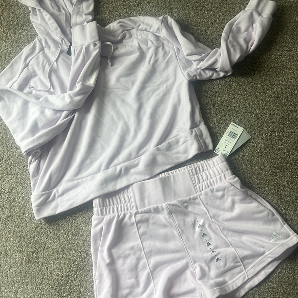 Adidas hyper glam French Terry lounge SET. Womens Large. Shorts are new with tag - Picture 2 of 14